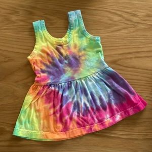 Artist-made tie dye toddler tank dress